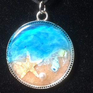 2 inches real starfish ocean resin pendant.